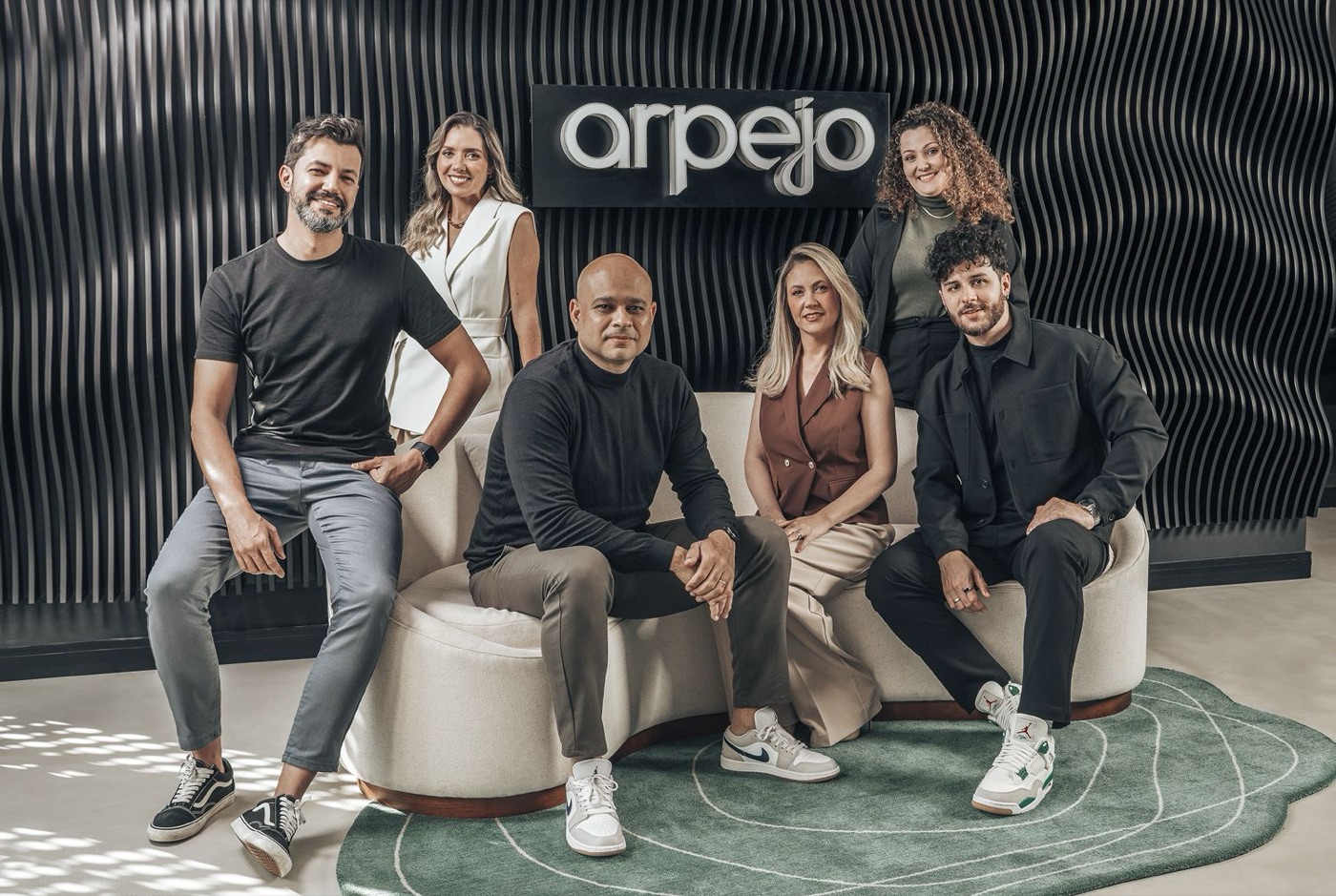 Sócios da Arpejo na sede em Campinas: Ricardo Ferreira, Miyam Meulman, Fábio Ramos, Neila Melo, Patrícia César e Felipe Pinheiro